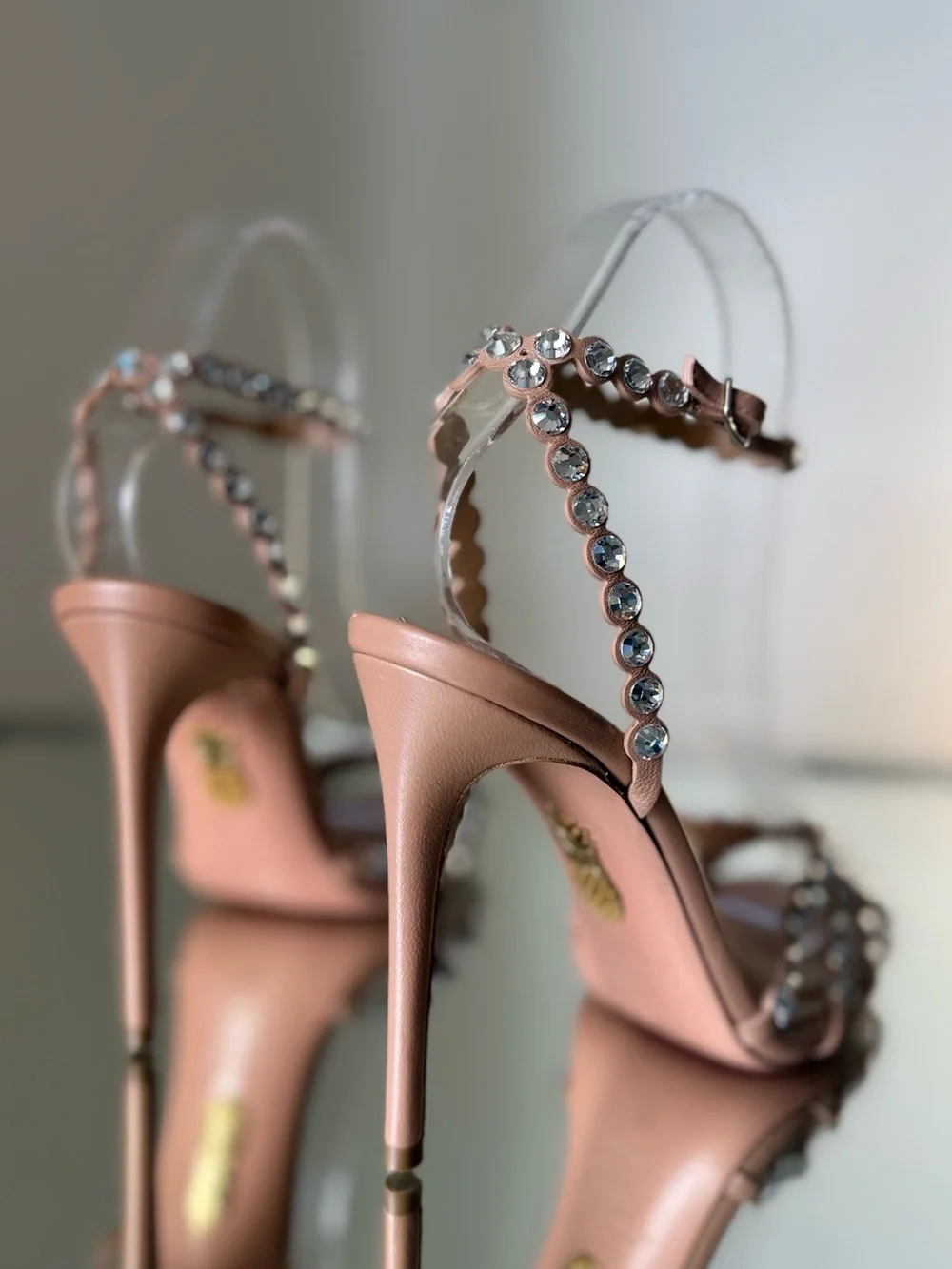 Like New AQUAZZURA Tequila 105 Blush Leather Sandals $1,630 37